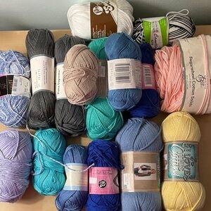 Huge lot of 16 skeins Assorted cotton Yarn Collection destash
